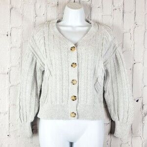 Revolve Cupcakes & Cashmere gray cable knit button front cardigan sweater top